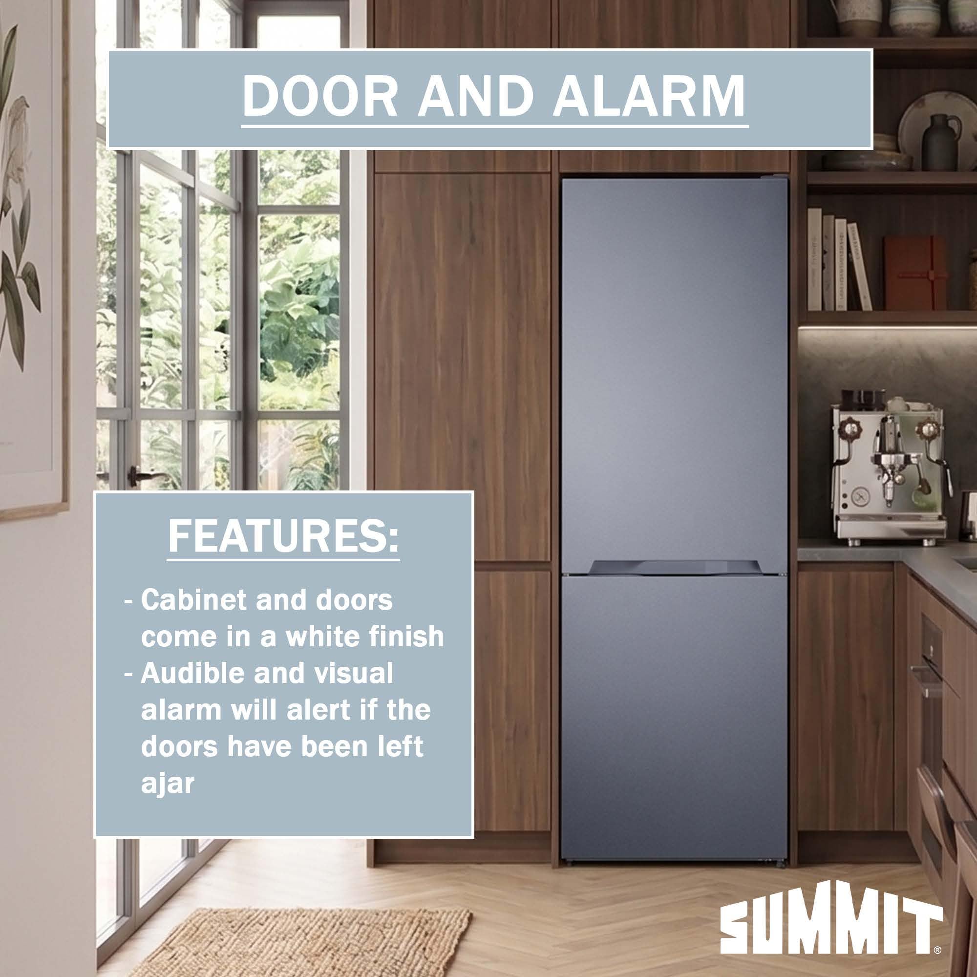 Summit 24" Bottom Freezer Refrigerator, Counter Depth Refrigerator- Freezer, With, Ice Maker, Stainless Steel - FFBF124SSIM (Right Hand Door)