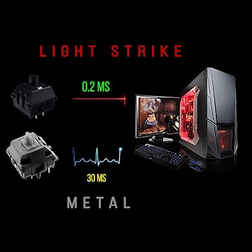 Bloody B188 8-Key Light Strike (LK) Optical Mechanical Gaming Keyboard Tri-Color LED Backlit Smooth/Linear Black Switch