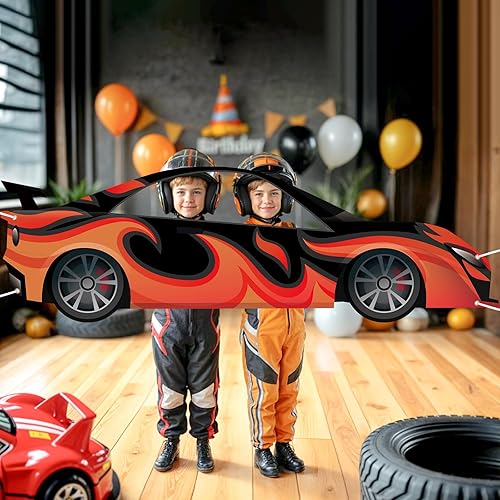 Miniatura 5 de 2 piezas de accesorios para cabina de fotos de autos de carreras, decoración de fiesta de autos de carreras, letrero en forma de auto