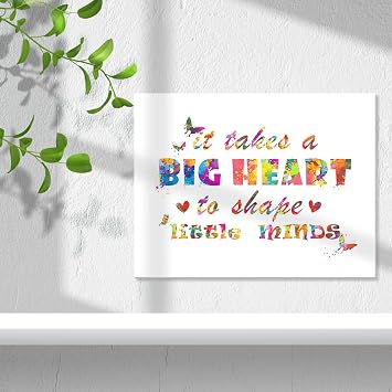 Inspirational Wall Art for Kids Room Decor,It Takes a Big Heart to Shake Little Minds Canvas Poster Print for Classroom Nursery Kid Room Decor W696