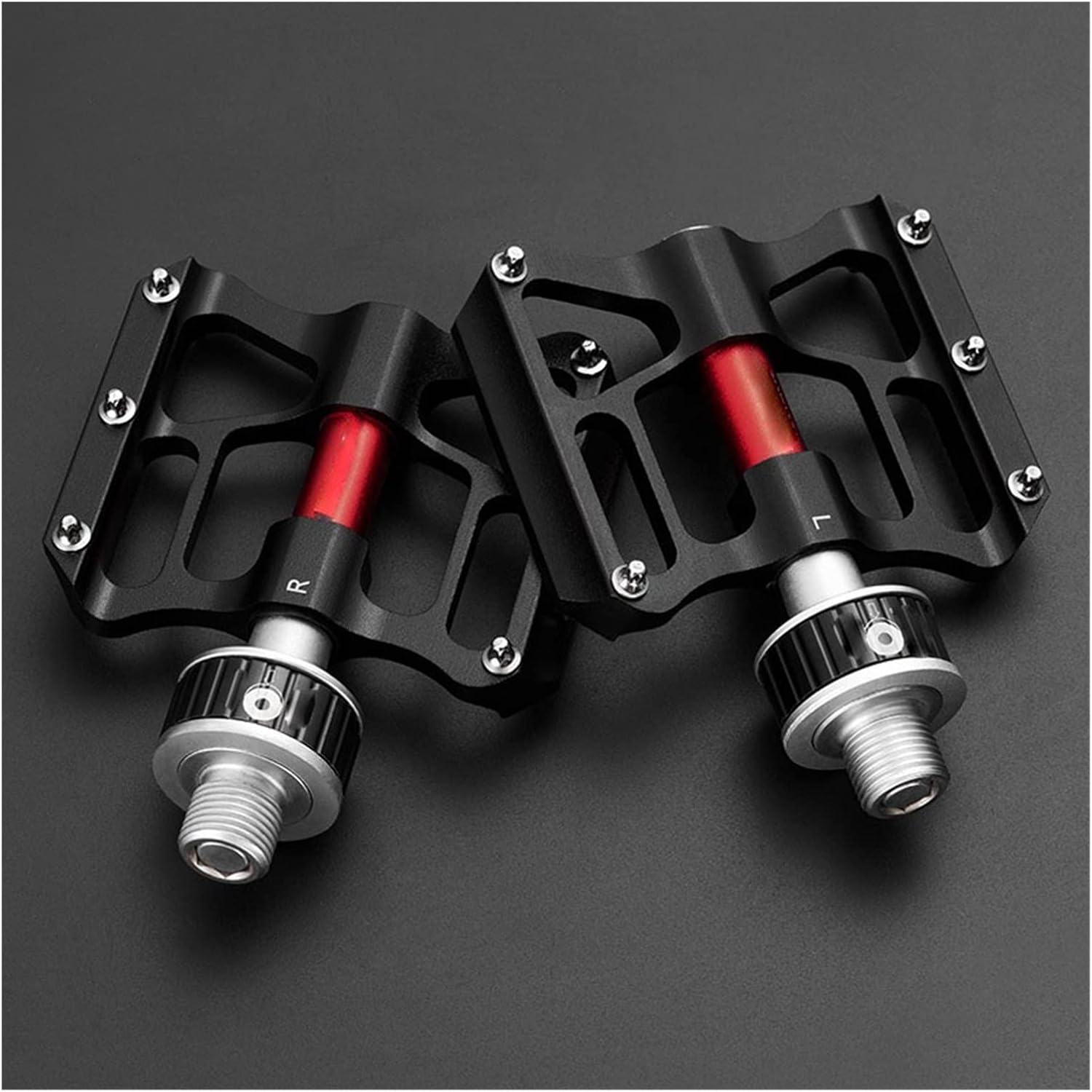 Bicycle Pedales MTB Quick Release CNC Rainproof Seal Bearing 8.2cm Widened Non-Slip Chrome Molybdenum Bike Road Pedal (Color : K3462F-BK)