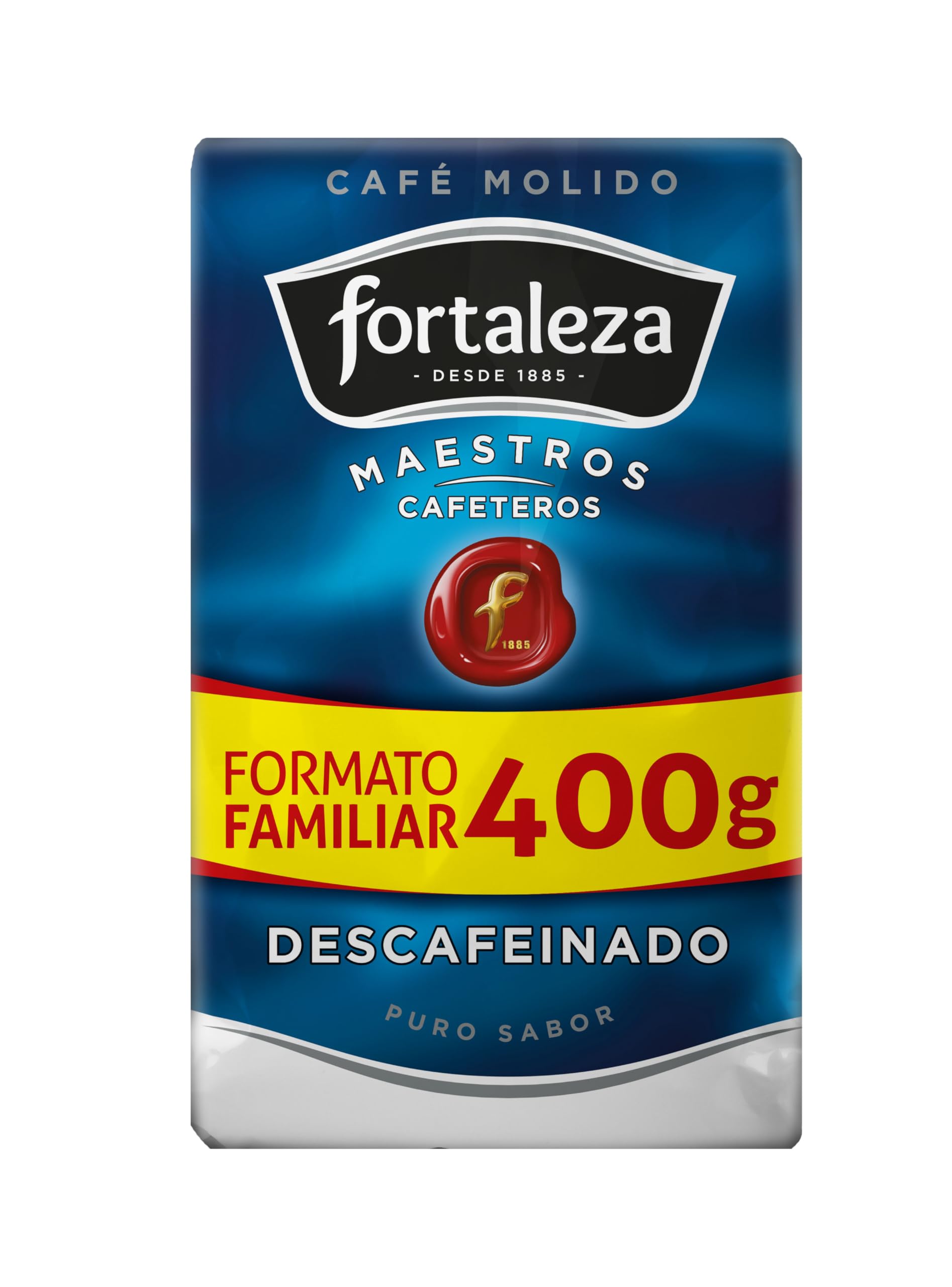 CAFÉ FORTALEZA Café Molido Descafeinado Intensidad 6/12 con Sabor Suave y Notas Florales - Pack 400g x6 (2,4kg) - Café Arábica y Robusta para Cafetera Italiana Filtro y Émbolo