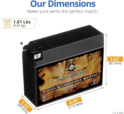 Miniatura 43 de Pirate Battery YTX7A-BS 12V 90 CCA AGM - Batería de 6 Ah sin mantenimiento para ATV, scooter, motocross, ciclomotor, terminal de tuerca y perno T3