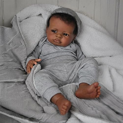 WOOROY Muñecas Reborn Realistas Bebé Negro, Niño de 20 Pulgadas Afroamericano Recién Nacido, Muñeca con Cuerpo Suave y Pesado, Regalo de Cumpleaños