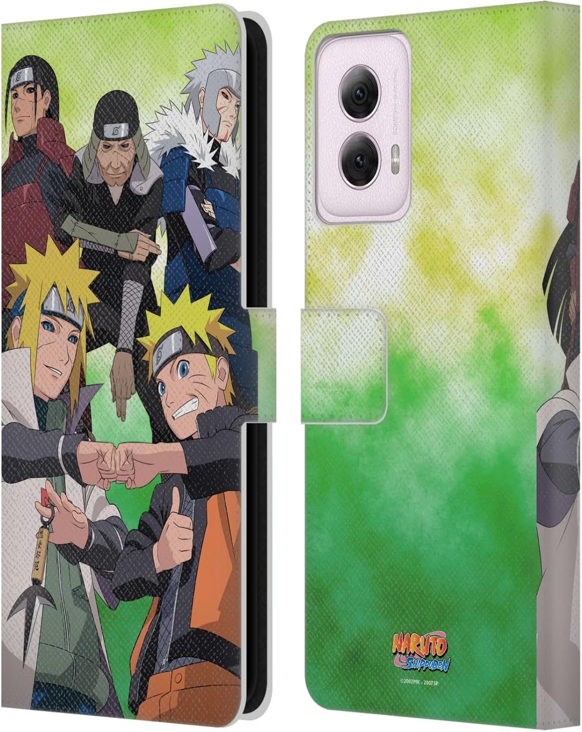 Head Case Designs Officially Licensed Naruto Shippuden Hokage Group Key Art Leather Wallet Case Compatible with Motorola Moto G Power (2024)