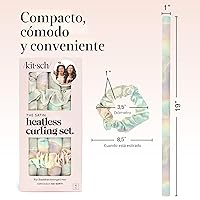 Vista 5 de Kitsch Juego de rizadores de satén sin calor, rizos sin calor durante la noche con rizador de pelo de 34 pulgadas y 2 coleteros de satén, cómodos