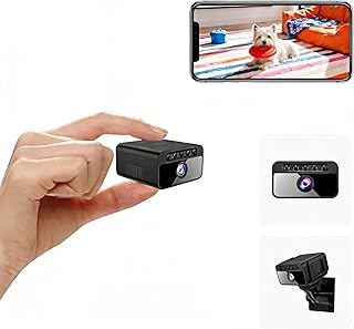 Mini Kamera, 4K WLAN Überwachungskamera Innen Akku mit Netzbetrieb – WLAN Überwachungskamera mit 150° Ultra-Weitwinkel, PIR-Bewegungsmelder, Nachtsicht, Unterstützung für SD Cart&Cloud-Speicher