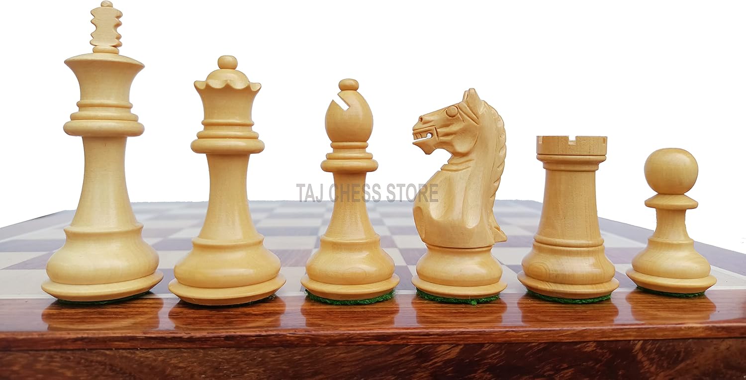 Handcrafted Staunton Chess Pieces with 2 Extra Queens- 3.5" Fierce Knight Weighted Golden Rosewood- Forever Chess Set