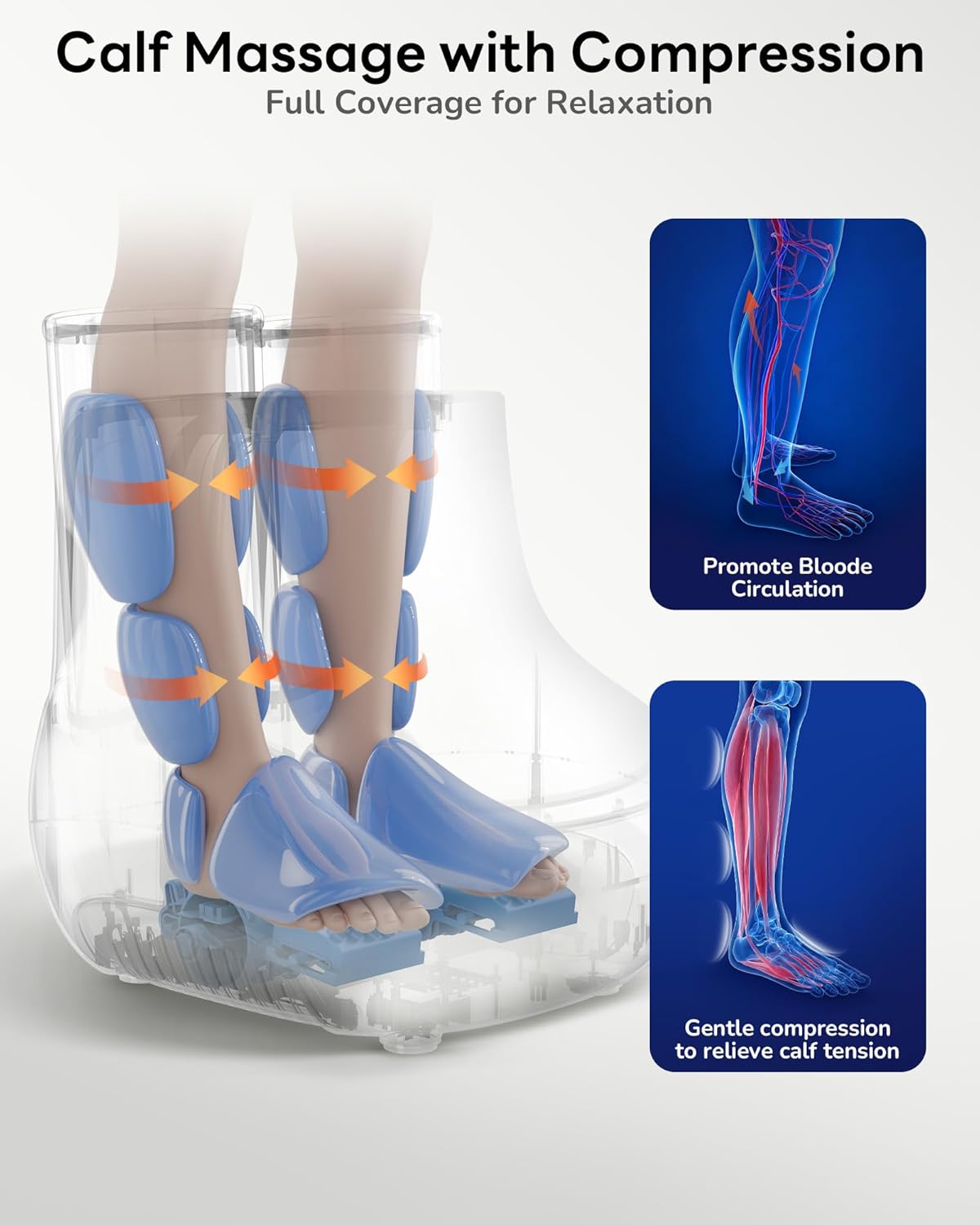 Shiatsu Foot and Calf Massager with Heat : 2 in 1 Foot Calf Massager Machine with Kneading & Compression for Plantar Fasciitis, Neuropathy, Circulation, Relaxation for Women Man, Up to Size 13