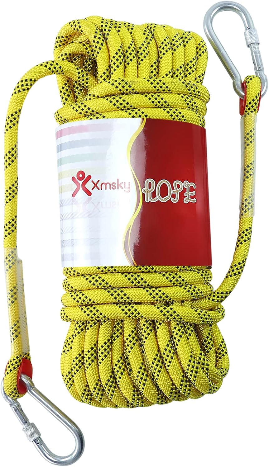 XMSKY Climbing Rope 12mm Rock Climbing Rope Rugged Static Outdoor Hiking Climbing Rope 1/2inch 65feet (Black) : Sports & Outdoors