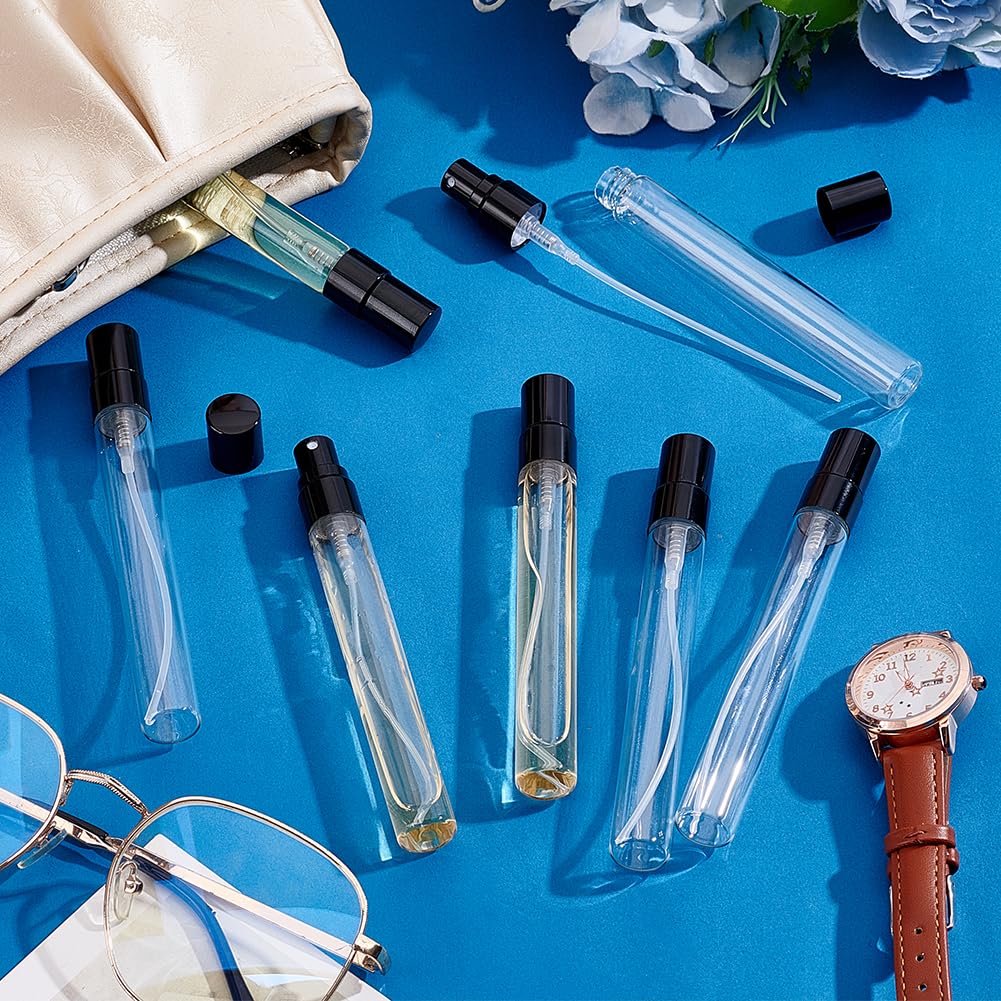 PH PandaHall 50 Stück 10ml Glas Parfümflaschen Mini Sprühflasche Reisegröße Leerer Parfümzerstäuber Für Ätherische Öle Auf Reisen Geschenk Zu Weihnachten Und Zum Muttertag