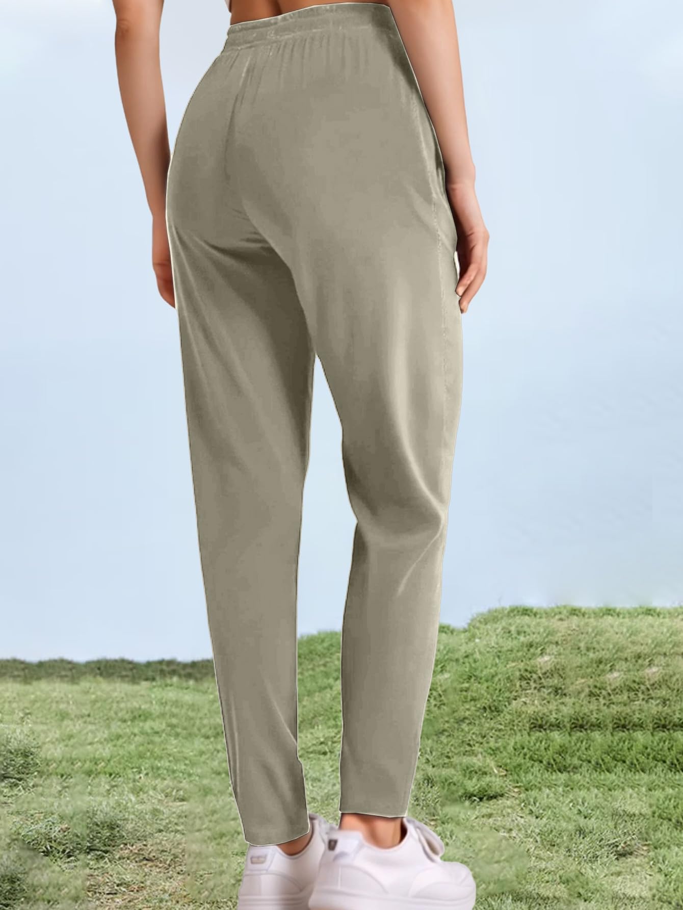 Pantalones de senderismo para mujer, ligeros, cómodos, transpirables, de secado rápido, elásticos, con bolsillo con cremallera