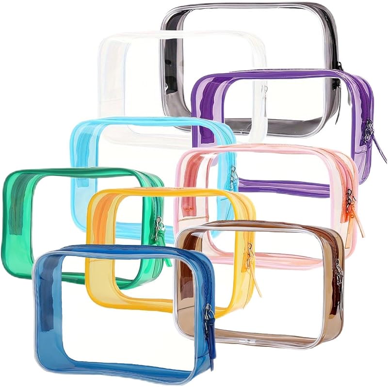 Necessaire transparente Buminee com zíper, 20,07 cm x 5,84 cm x 11,94 cm, 9 unidades