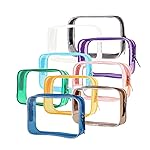 Clear Pouch Small, Makeup Bag, 6.6x2.3x4.7 TSA Approved Toiletry Bag, Clear Travel Bags for Toiletries, Cosmetic Bag for Women-9 Pack