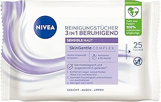 NIVEA Reinigungstücher 3in1 Beruhigend, parfüm- und alkoholfreie Abschminktücher für wasserfestes Make-Up, sanfte Gesichts...