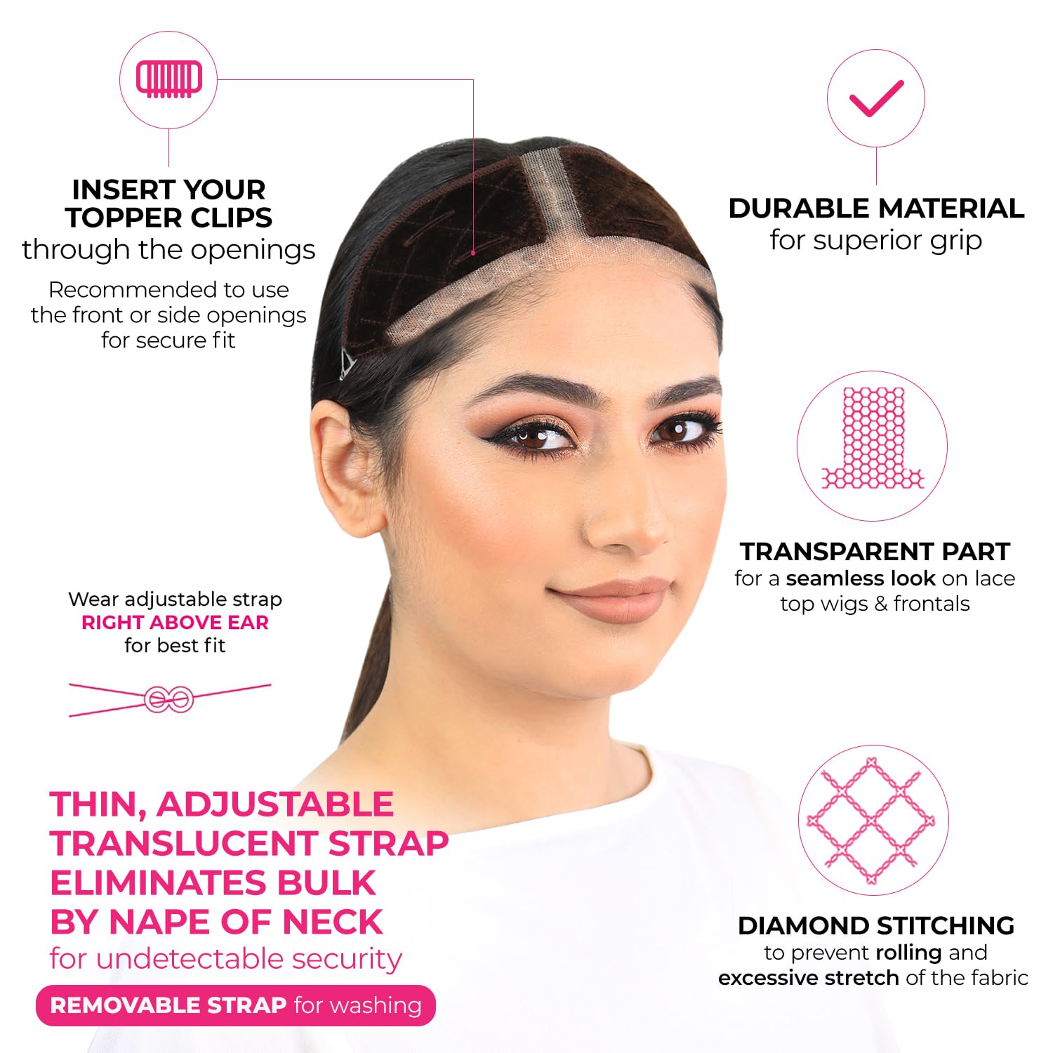 MILANO COLLECTION LaceTop Grip Comfort Band for Toppers Hair & Wiglets, NonSlip - Image 2