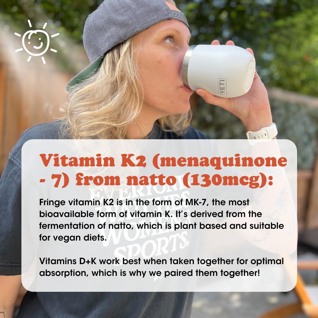 Fringe Vitamin D3 K2 Powder, 2500 IU + 130mcg MK-7 – Vegan, Unflavored — Amazon image 3