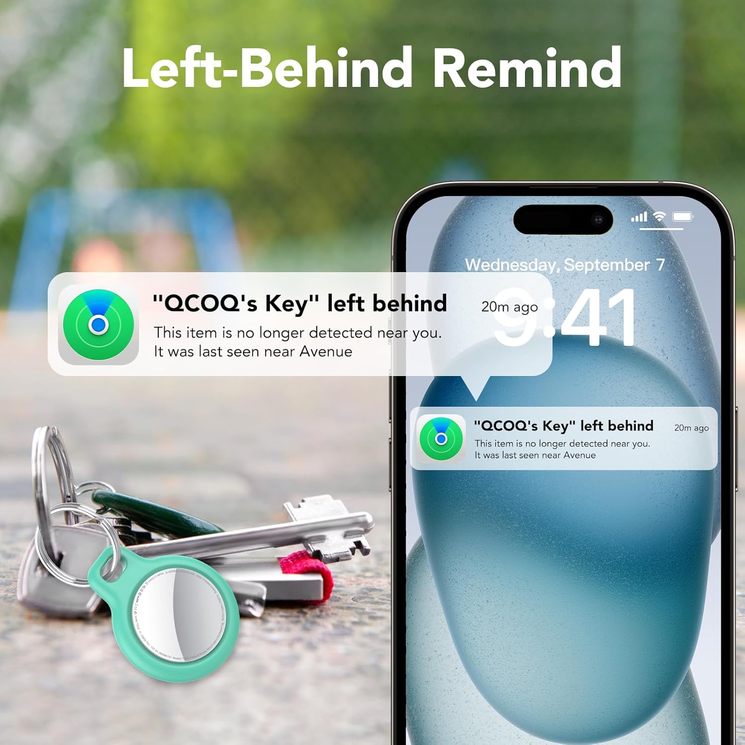 Left-Behind Reminder notification for QCOQ Air Tracker Tag