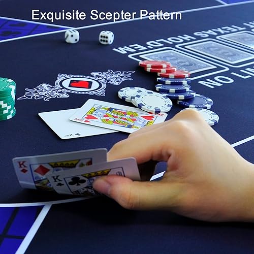 Miniatura 56 de CONTINUE Tapete de mesa de póquer, tapete de póquer Texas Hold'em para 8-10 jugadores con base de goma antideslizante y bolsa de transporte