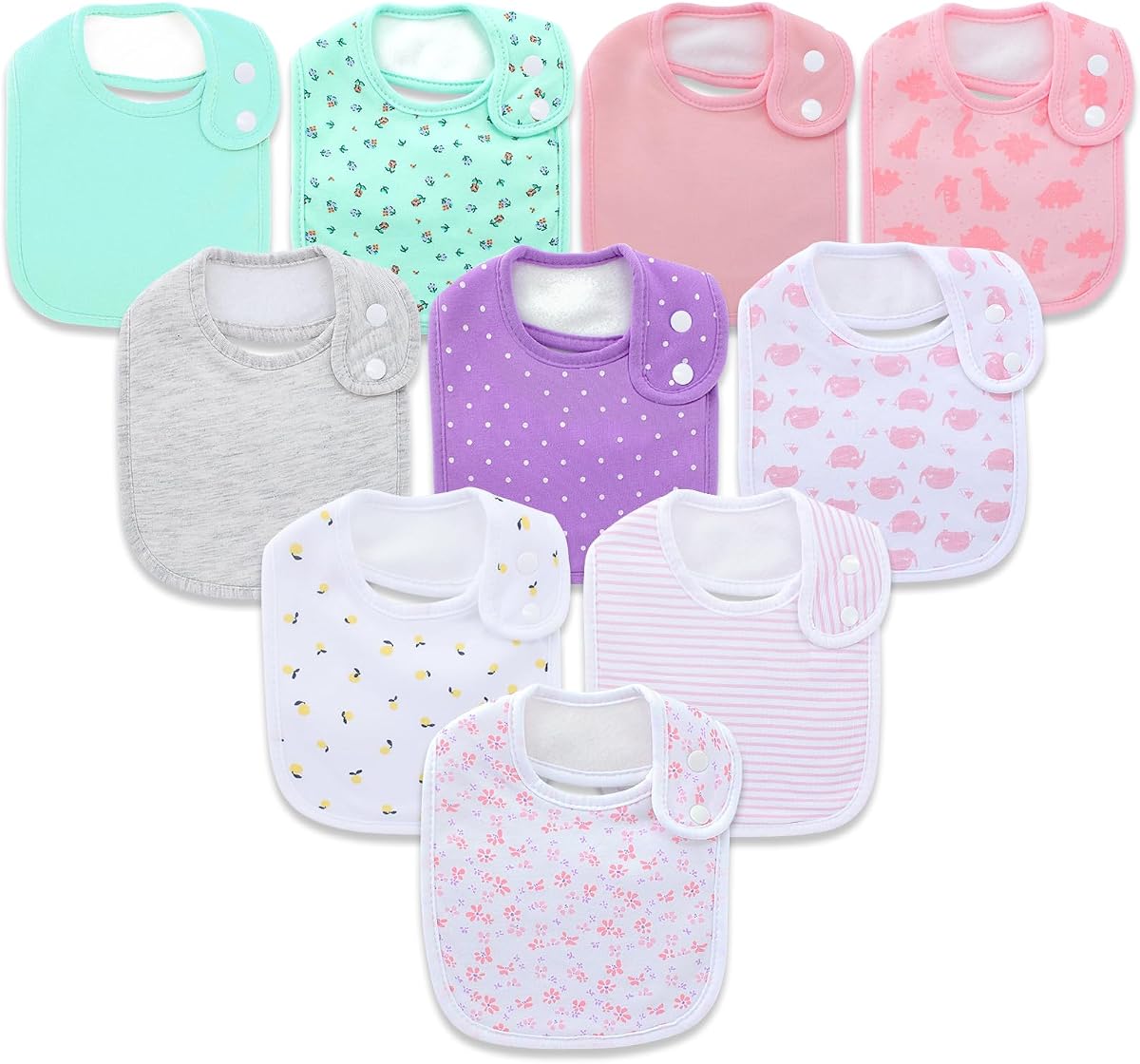 Waterproof Baby Bibs Organic Cotton Super Soft and Absorbent With Adjustable Snap for Baby Boys and Girls