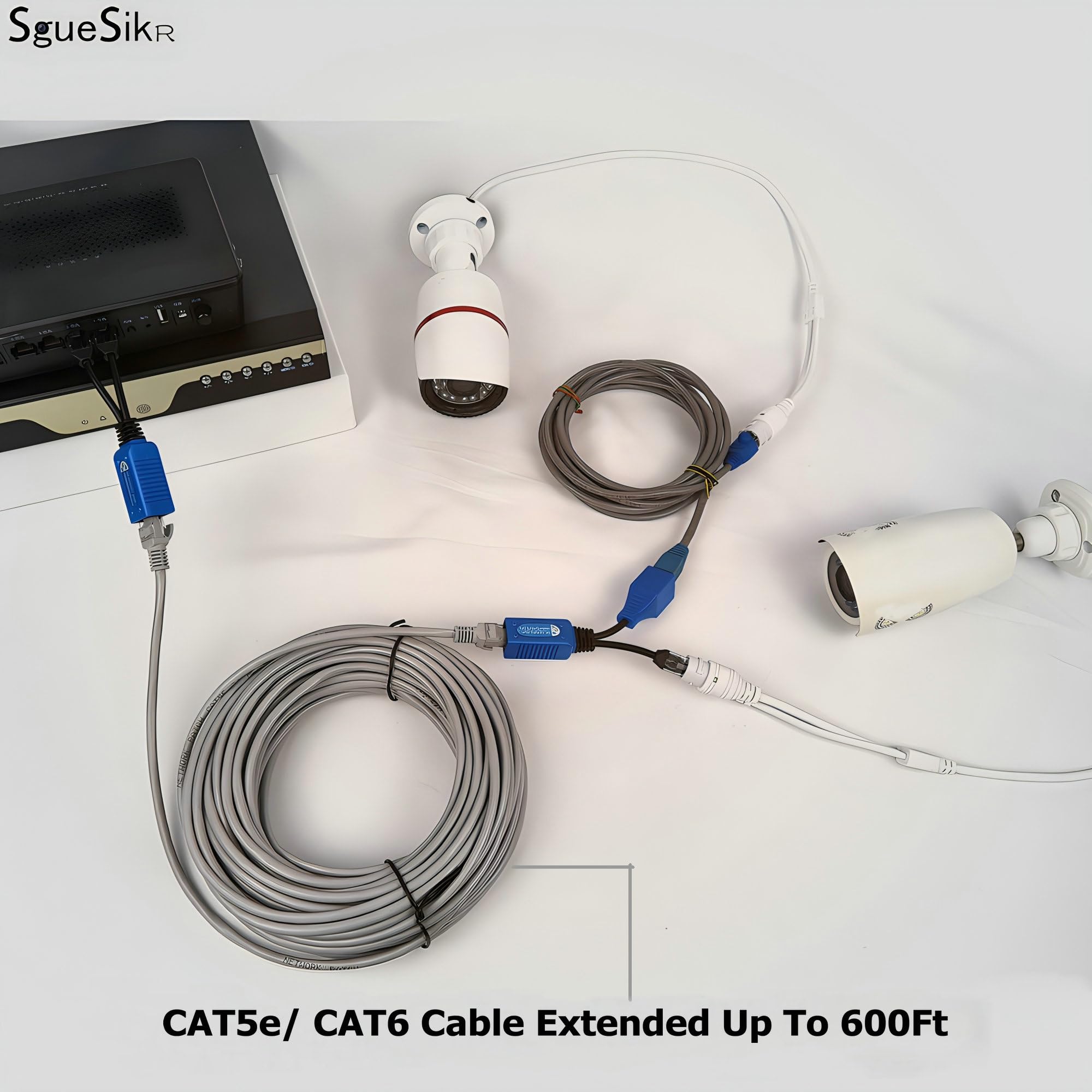 8 paia di splitter Ethernet PoE, combinatore Cat5 2 in 1, kit di condivisione cavi RJ45 per 16 telecamere IP di sicurezza NVR sistema di sorveglianza