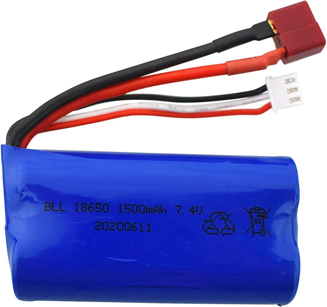 sea jump 4PCS 7.4V 1500mah High Rate Lithium Battery for WLtoys 12403 12401 12402 12404 12428 12423 12402-A 12428-B 12428-C 9155 9156 HM123 Remote Control Car Spare Battery Parts
