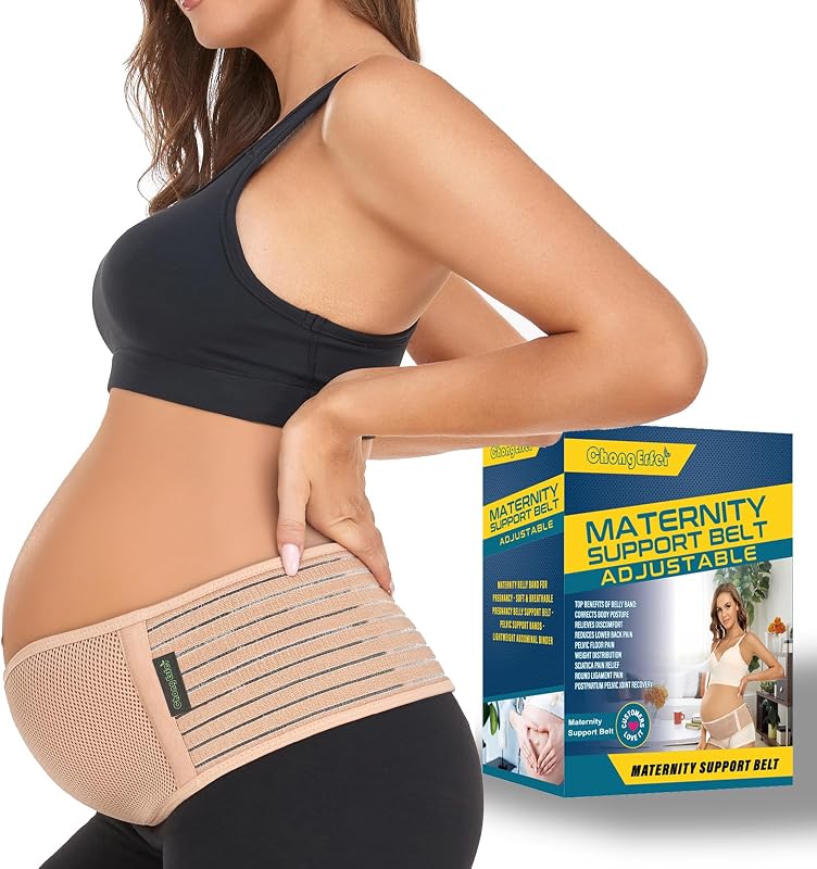 Banda para el vientre para embarazo, cinturón de maternidad, soporte para la espalda | Soporte abdominal para espalda: alivia el dolor de espalda, pélvico y cadera para la recuperación del embarazo (beige, talla única)