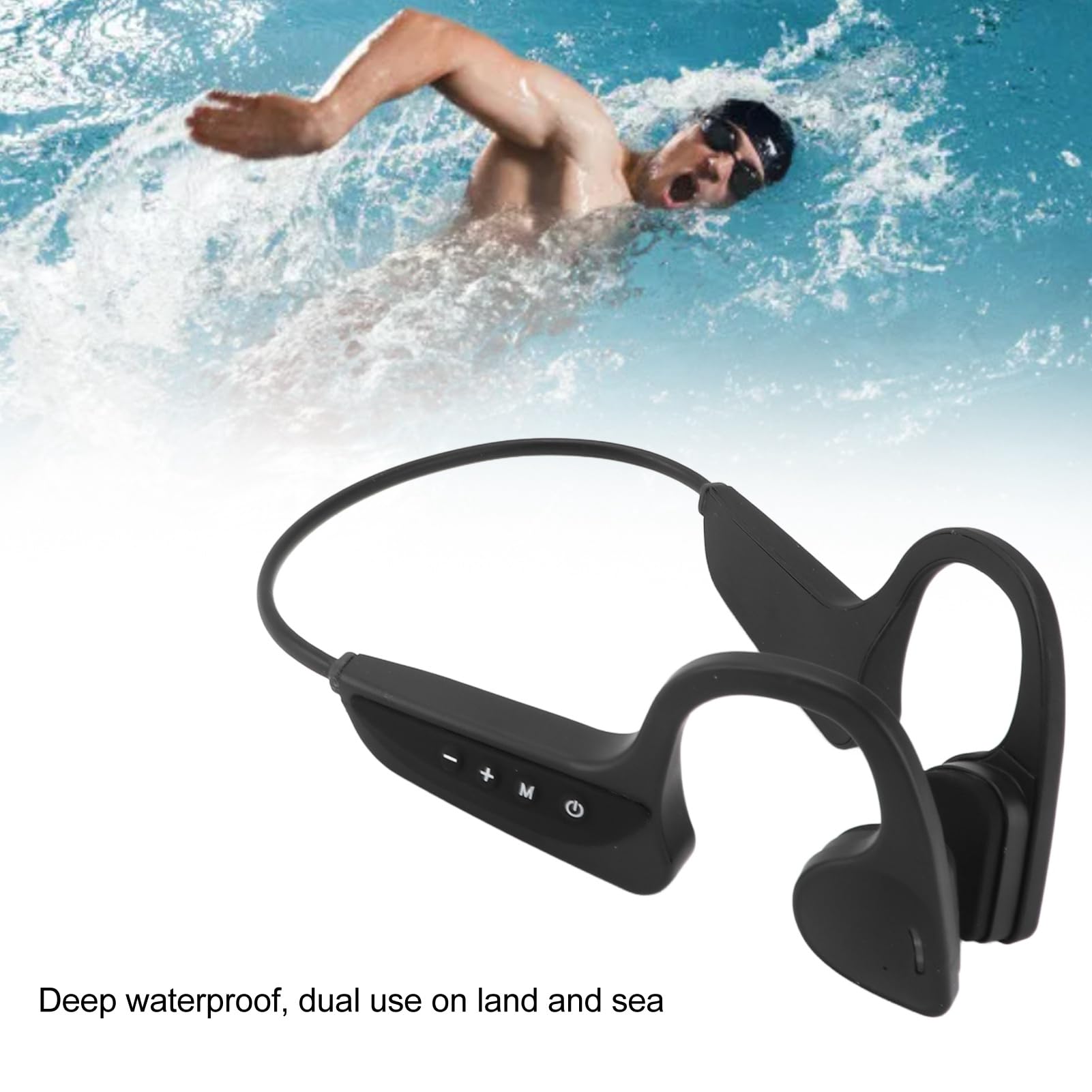 Qcwwy Cuffia per Nuoto a Conduzione Ossea Impermeabile IP68 Auricolare Wireless per Allenamento in Palestra con Design con Fibbia Ideale per Allenamenti di Nuoto (seconda