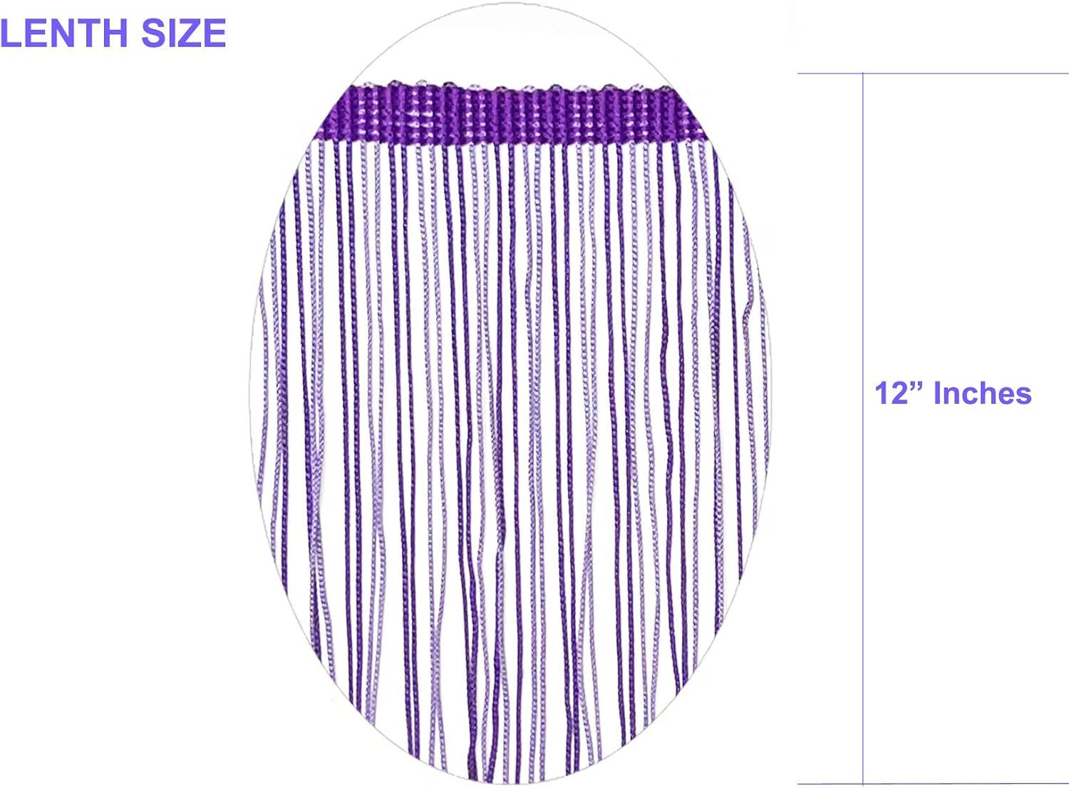 2 Yrd of 12" Long Chainette Fringe Multicolor Twotone Tassel Trim-Dark & Light Purple