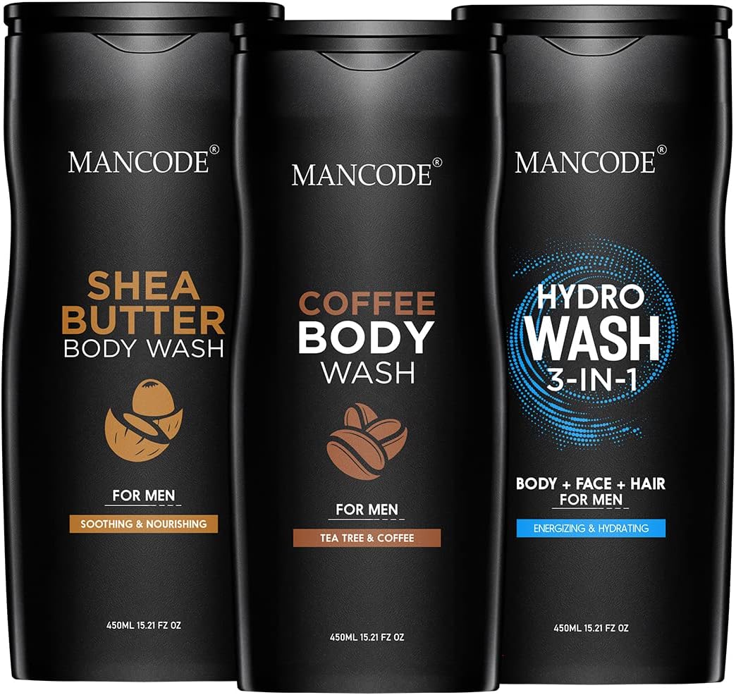 Body Wash For Men Refreshing & Detoxifying Treats Oily Skin Body Wash Gel For Men Size One Bottle - 450Ml (Shea Butter Coffee 3 In1 Hydro Body Wash Gel, Pack Of 3)