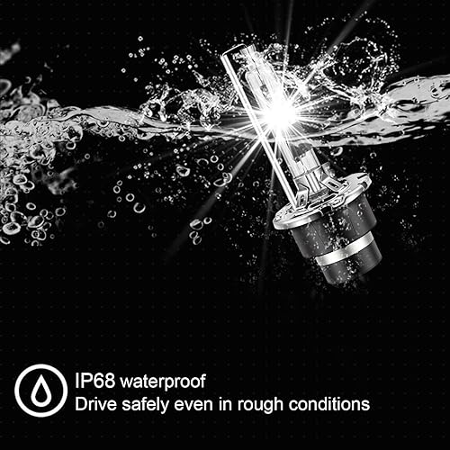 Miniatura 6 de WinPower D2R - Bombilla de xenón HID para faros delanteros, 6000 K, blanco frío, 35 W, base de metal de repuesto de haz alto y bajo, paquete de 2