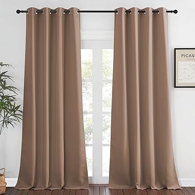 NICETOWN Blackout Curtain 90 inches Long for Bedroom - Grommet Light & Heat Blocking Window Treatments Soundproof Drape for Living Room (1 Panel, W52 x L90, Cappuccino)