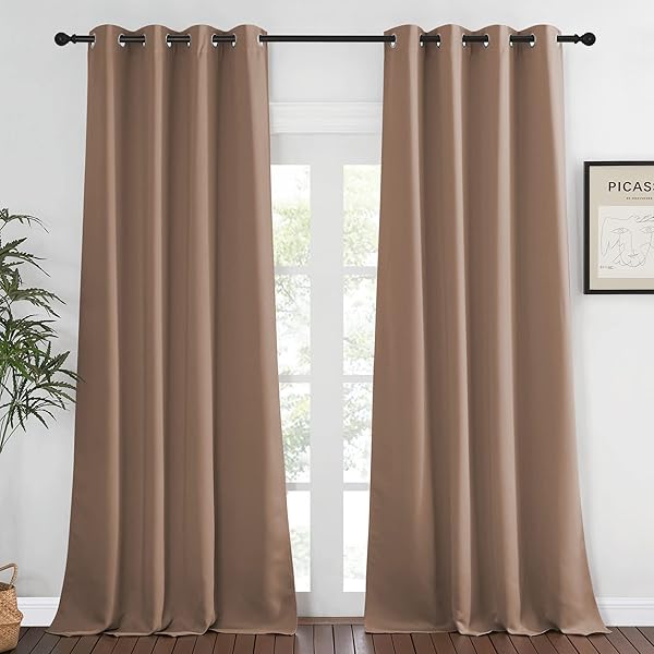 NICETOWN Blackout Curtain 90 inches Long for Bedroom - Grommet Light & Heat Blocking Window Treatments Soundproof Drape for Living Room (1 Panel, W52 x L90, Cappuccino)