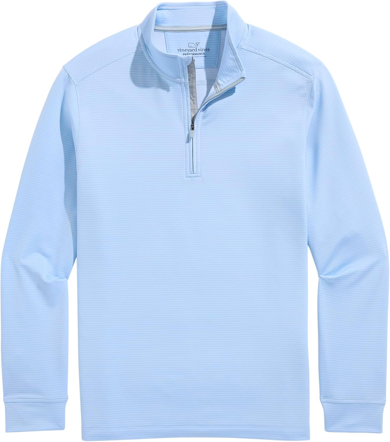 vineyard vines Men's Clubhouse Performance Quarter-Zip, Micro Stripe-JBlue