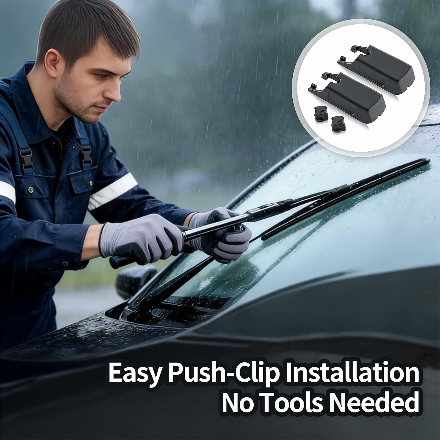 2 Pcs W000050335 Front Windscreen Wiper Arm Cover Cap with Push Clips, Compatible with Mercedes-Benz C-Class W205 2015-2021 with E-Class W213 2016-2021