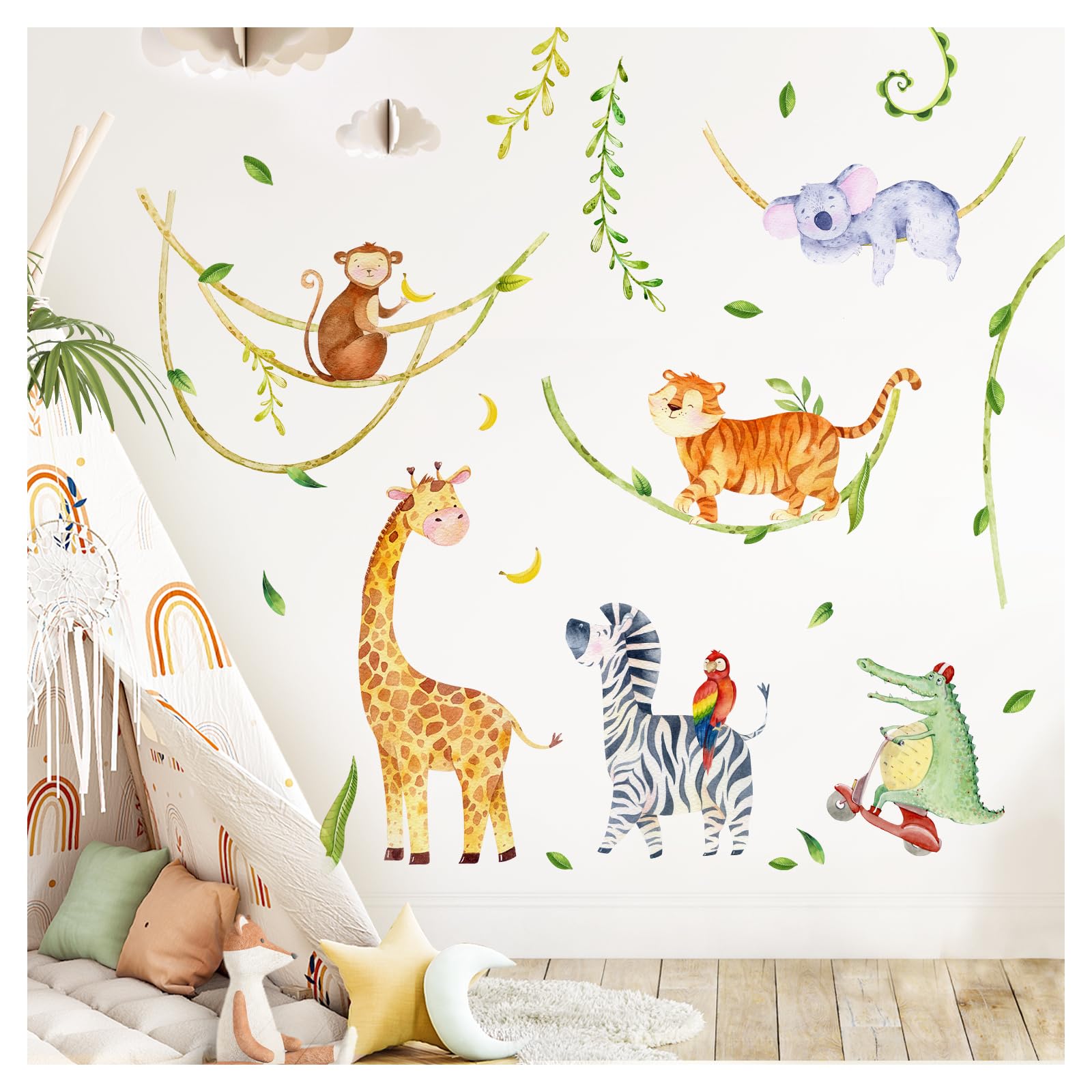 Graz Design DK1067-4 Sticker mural pour chambre d'enfant Motif animaux de la jungle girafe zèbre