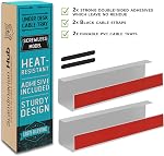 No-Screw Under Desk Cable Management Tray - Self-Adhesive Installation, Cord Management, Cable Tray, Under Desk Wire Organizer - White Set of 2