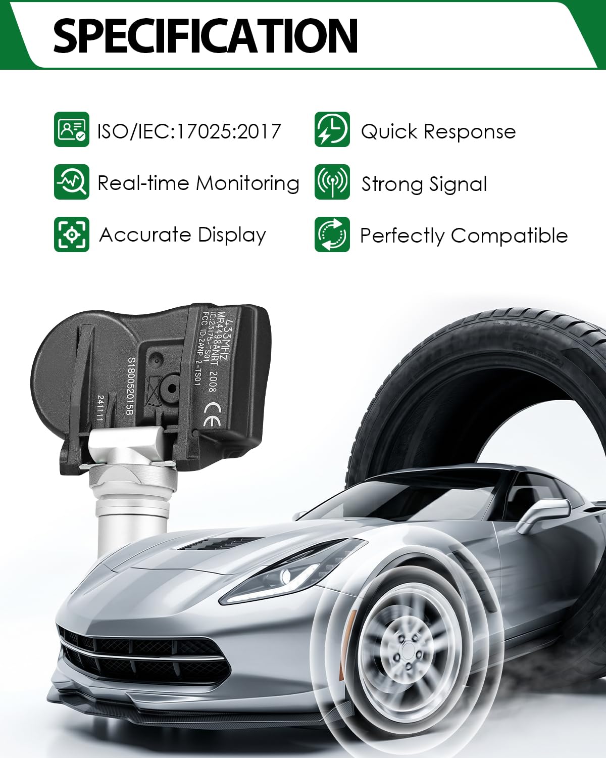 Lot de 4 capteurs TPMS préprogrammés 315 MHZ pour : Dodge Caravan Avenger Charger Durango Grand Caravan pour Jeep Wrangler Liberty Commander Système de surveillance de la pression des pneus