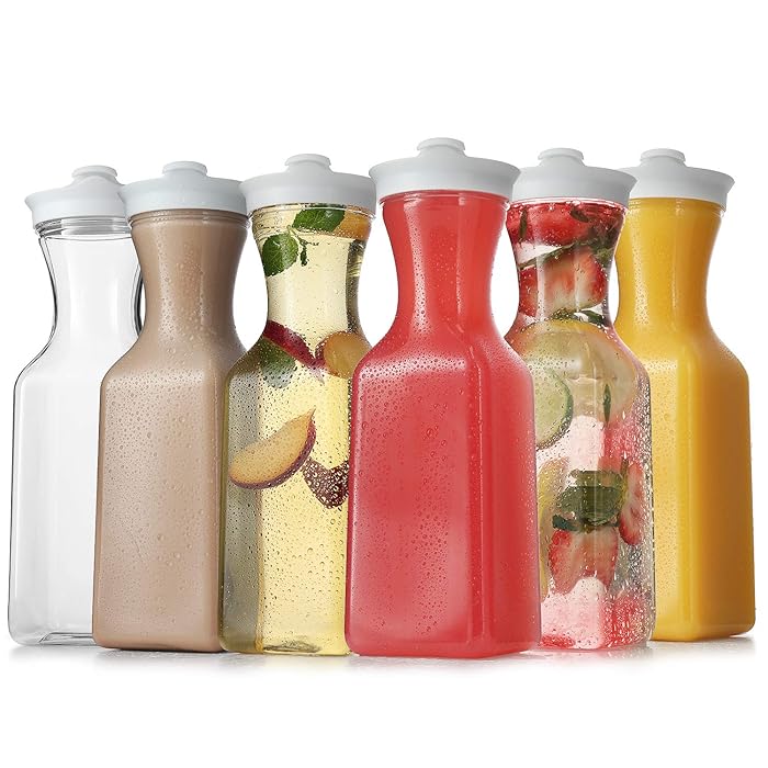 Buy Carafes for Mimosa Bar 6 Pack 32 Oz Plastic Carafe Square Base