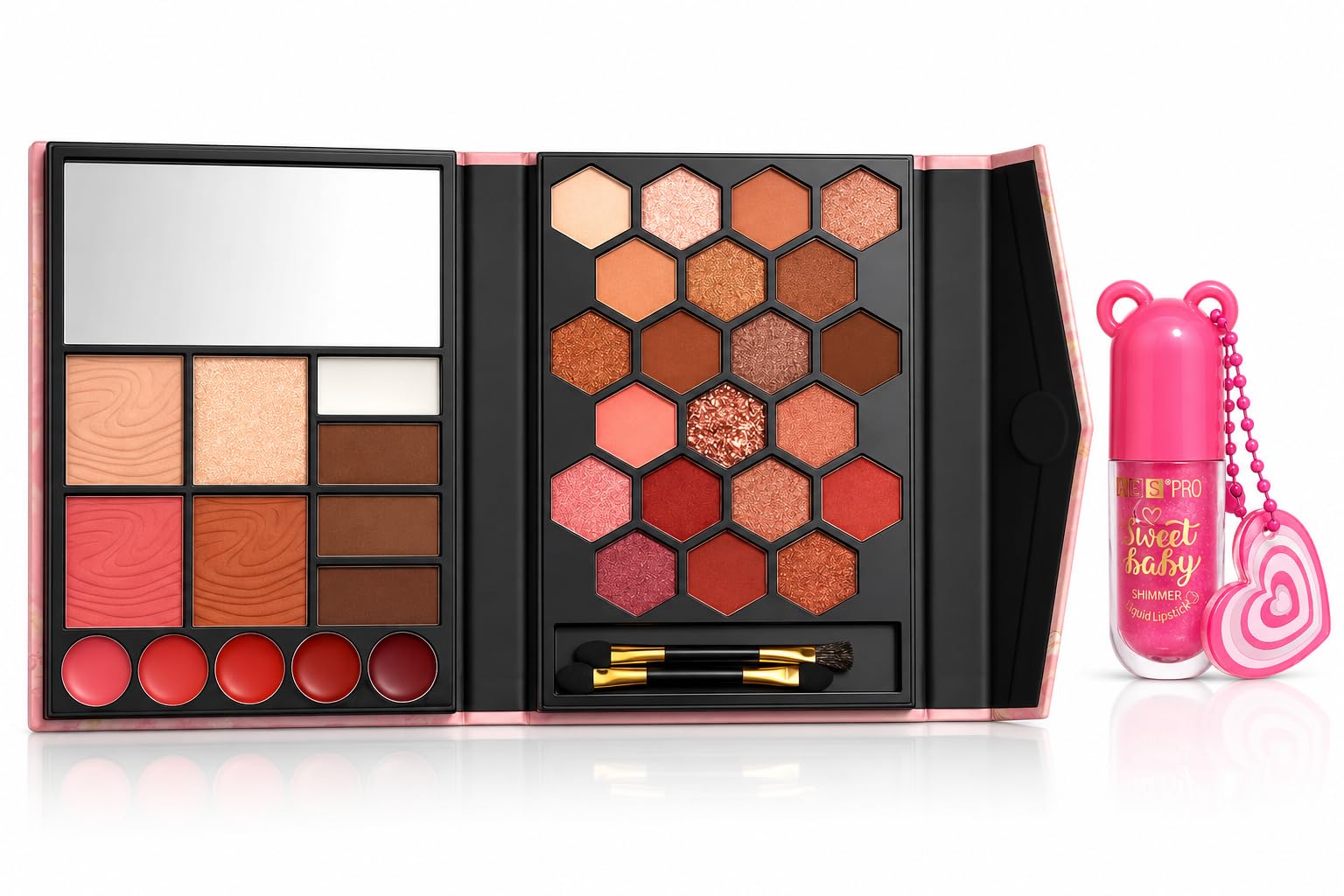 All in One Sassy Classy 3-in-1 Professional Makeup Palette with Lip Gloss – Eyeshadow, Blusher, Highlighter, Powder & Eyebrow Kit-image-11