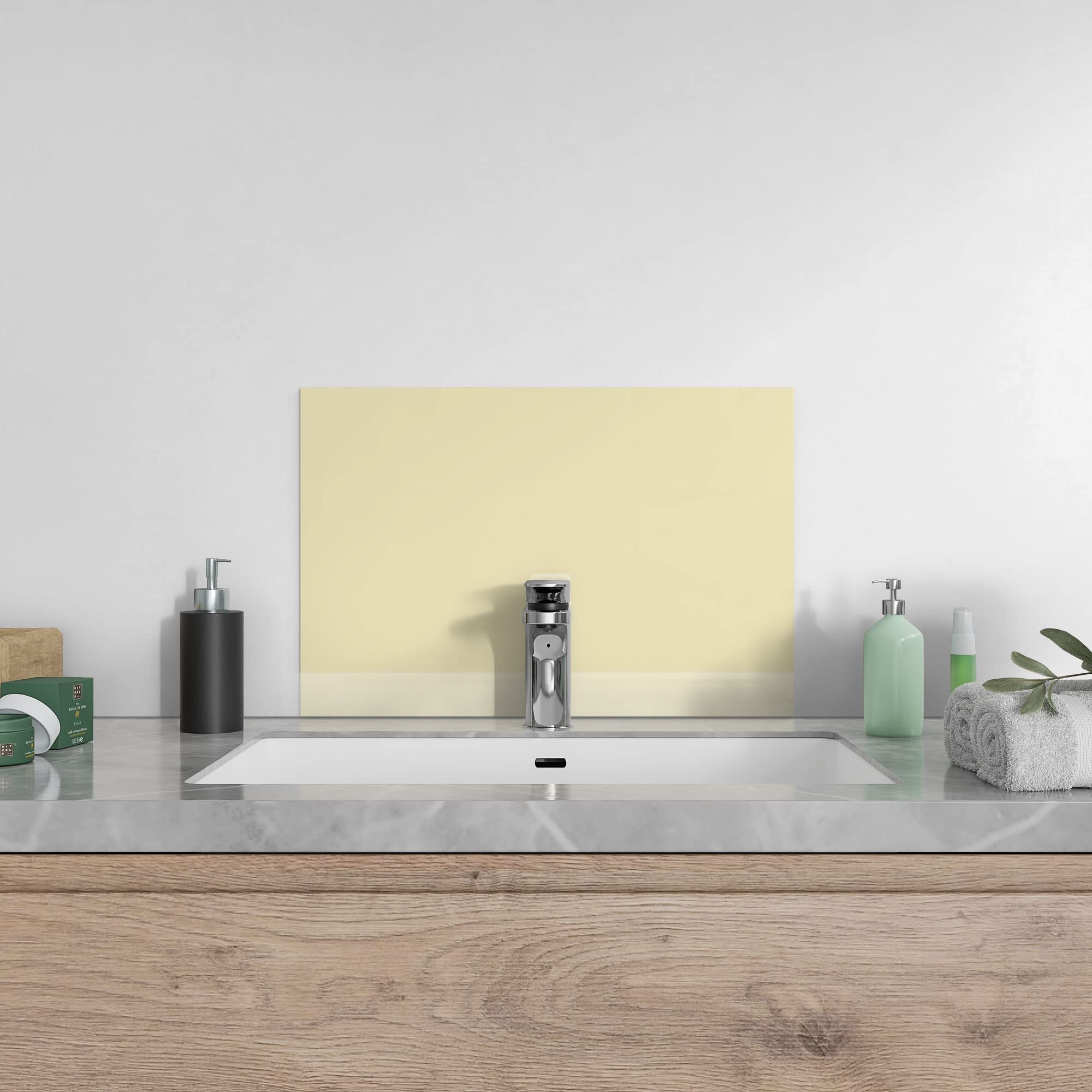 DEQORI Paraschizzi Cucina In Vetro 60x40 Cm – Fumoso Effetto 3D, Bagno, Stufa, Protezione Parete, Vetro Di Sicurezza