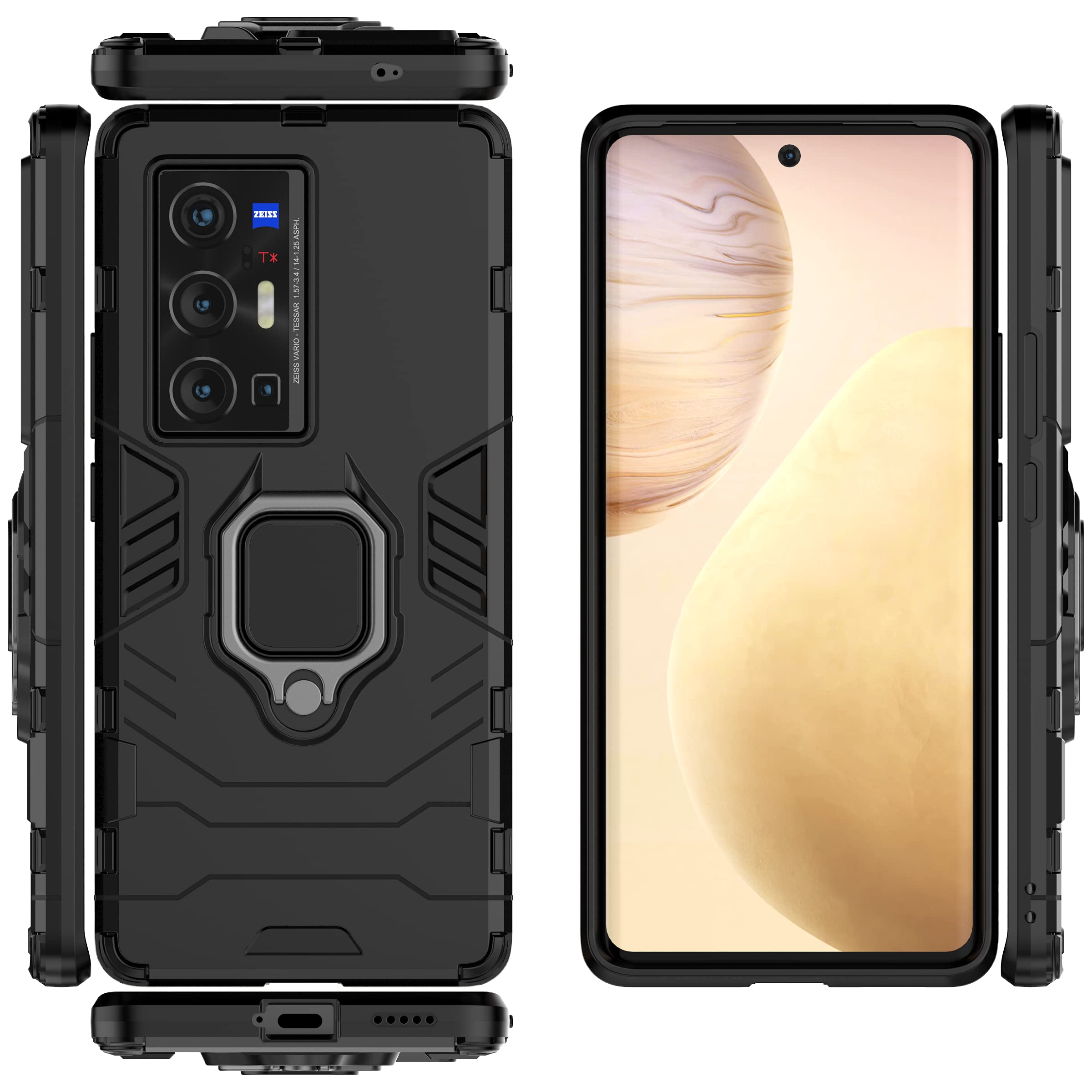 Cover Per Vivo X70 Pro BAIDIYU Con Doppio Strato TPU + PC - Antiurto, Con Supporto Integrato, Protezione Caduta, Blu - 3