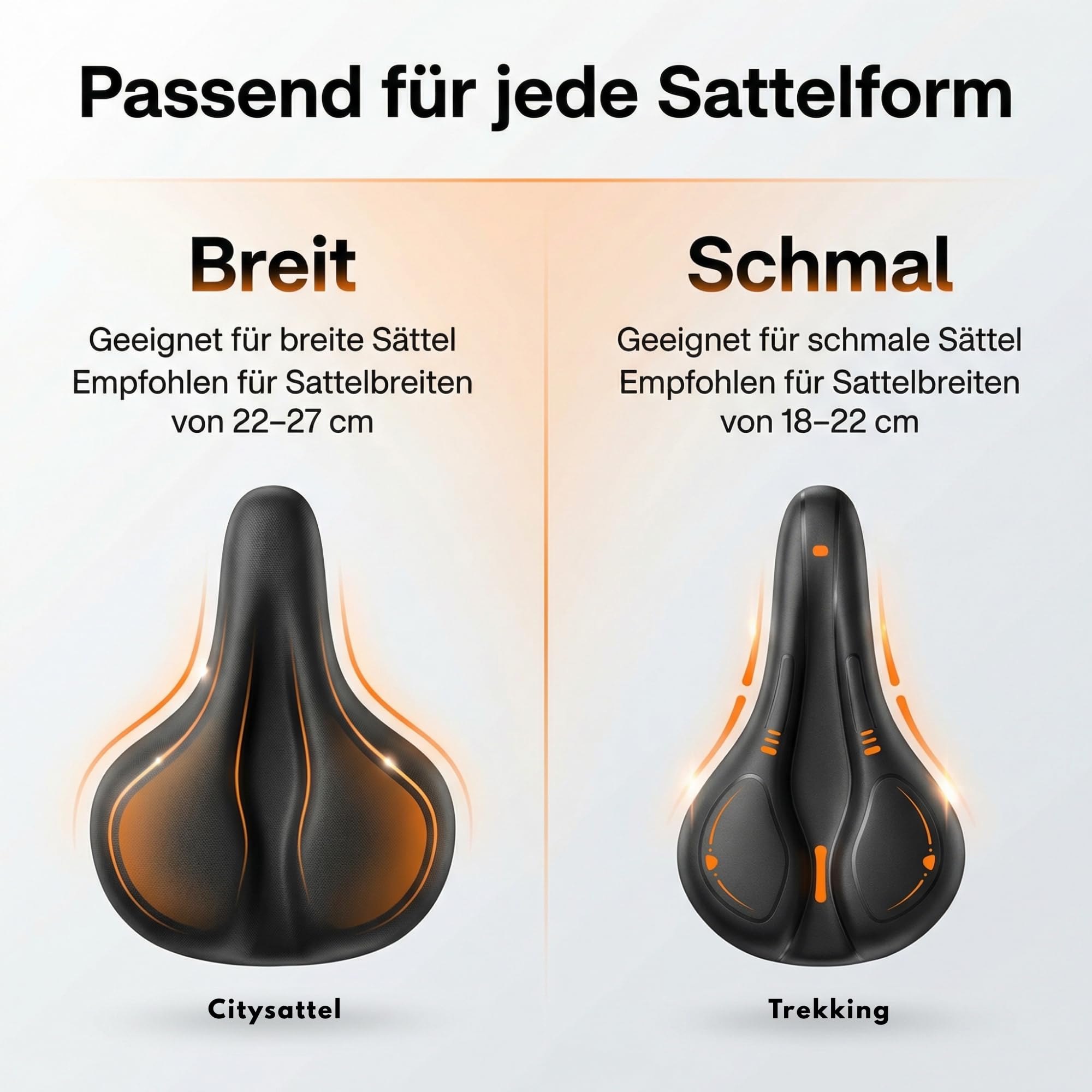 CustEmo® Fahrradsattel Überzug Polster mit Memory Foam - Sattelbezug Fahrrad - Sattelüberzug gepolstert I Fahrradsitz Polster für Damen & Herren,