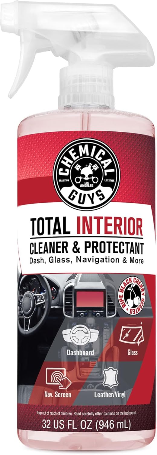 Chemical Guys Total Interior Cleaner & Protectant (Safe on Dash, Leather, Vinyl, Plastics, Trim, Glass, Fabric & More), 32 fl oz - Black Cherry Scent