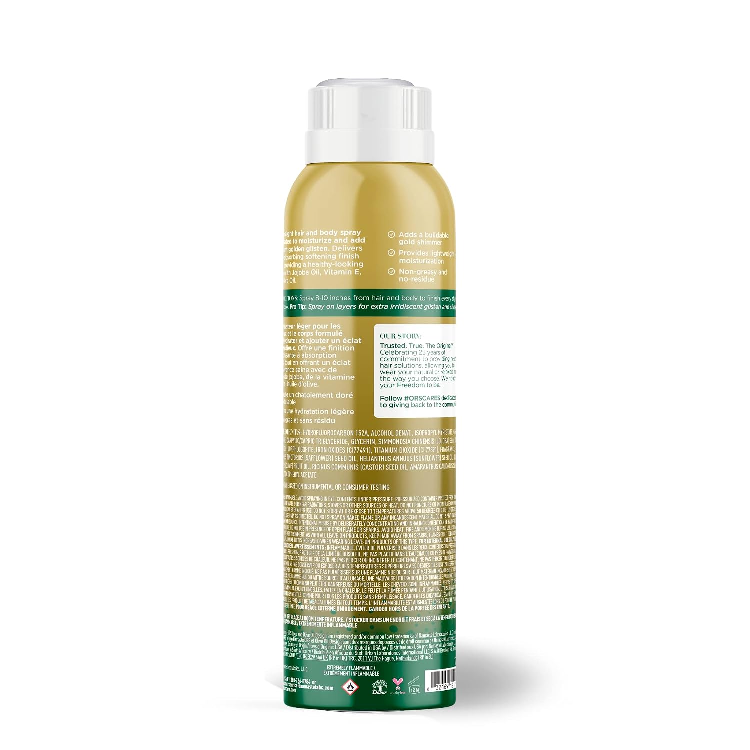 ORS Olive Oil Edge Control Hair Gel - Frizz Control and Shine Glossing Hair Polisher - Style & Shine 24k Golden Glistening Spray - Bundle