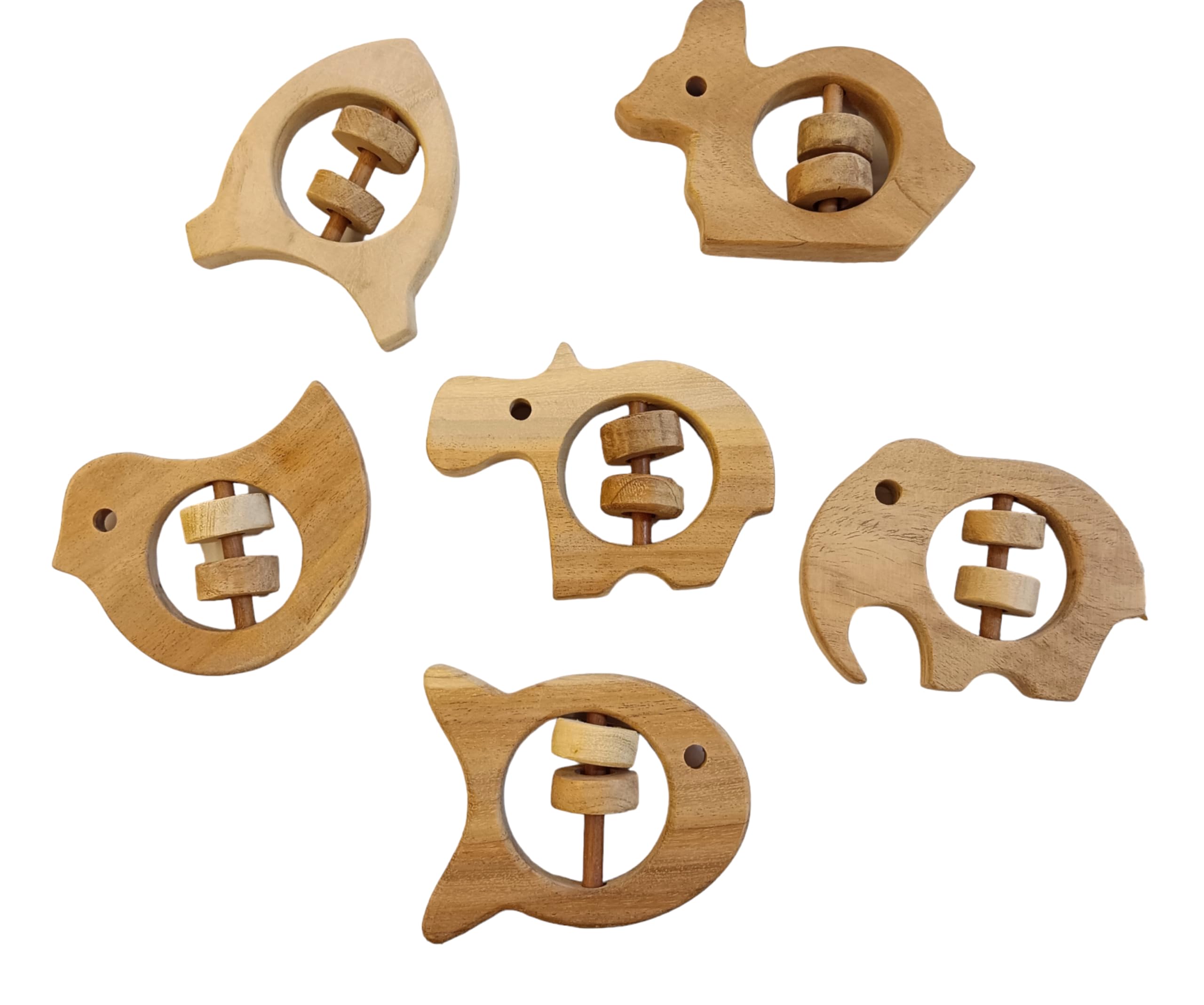Baby Neem Wooden Rattles | Sound Making Infant Toys for 0 to 3 Year Kids| Pure & Organic Healthy Wooden Toys Set of 6 Rattles (B0BQ6F8J3H) Amazon Price History, Amazon Price Tracker