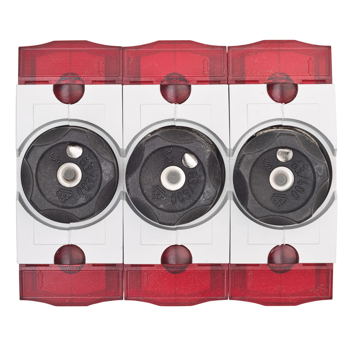Neozed Sicherungssockel ABB D01 10-16A und D02 20-63A Set mit Schraubkappen, Sicherungen und Passhülsen (Set 3x 35A (schwarz))