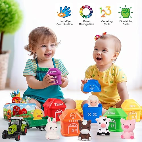 Miniatura 3 de Juguetes de aprendizaje para niños pequeños de 1, 2 y 3 años, conteo Montessori, a juego, clasificación, juegos de motricidad fina, animales de