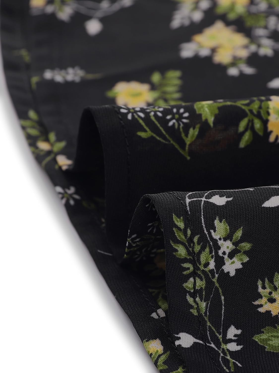 Allegra K Women's Ruffled Neck Floral Blouse Tie Neck Ruffle Sleeve Chiffon Top - Image 5