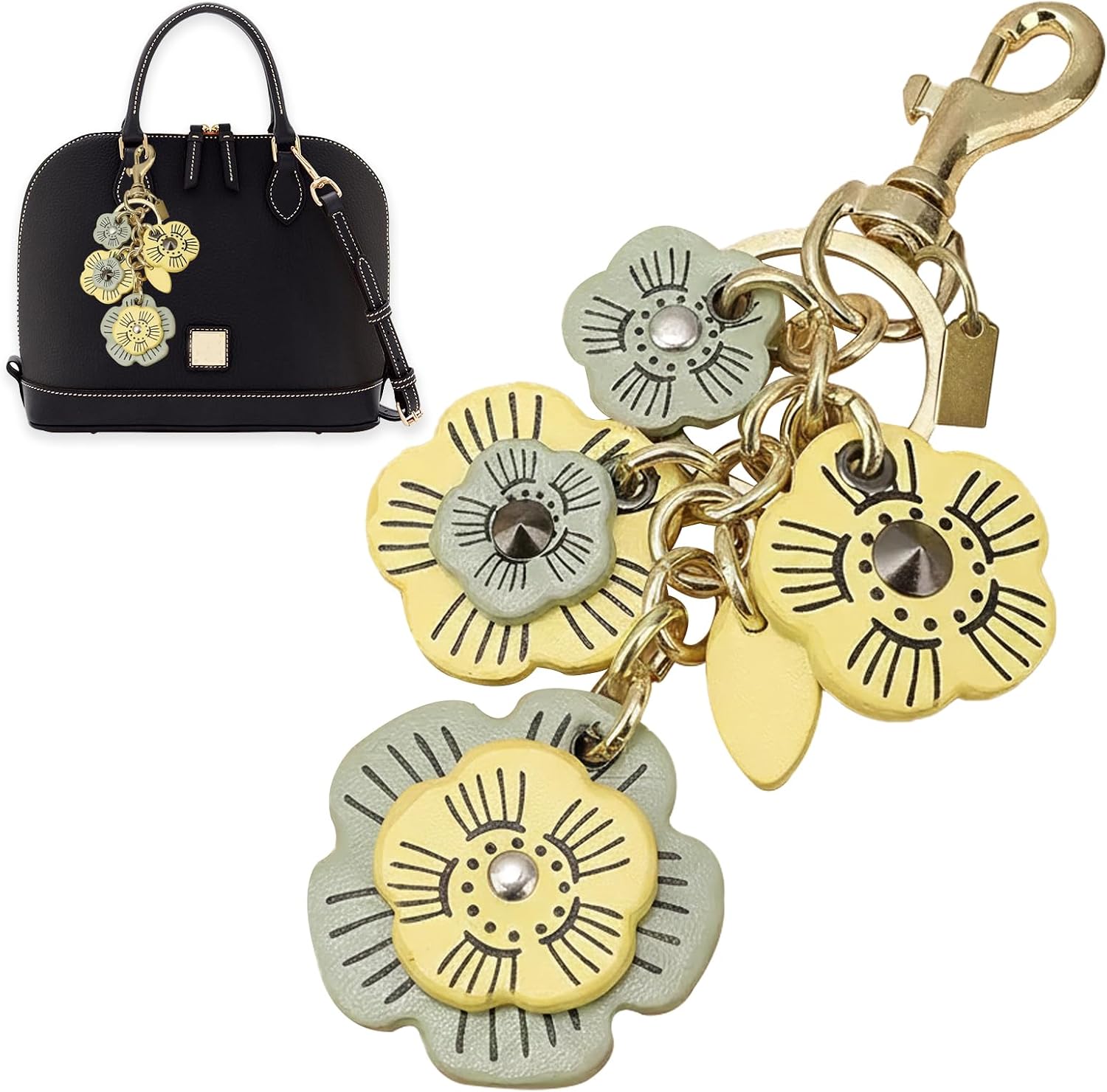 Flower Bag Charms for Women Purse Charms for Handbags Leather Flower Keychain Retro Aesthetic Keychain Accessories